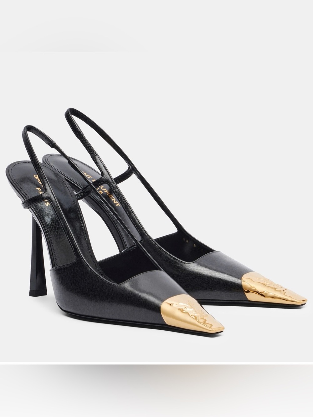 SAINT LAURENT Jeanne 110 YSL logo toe cap slingback pumps heels